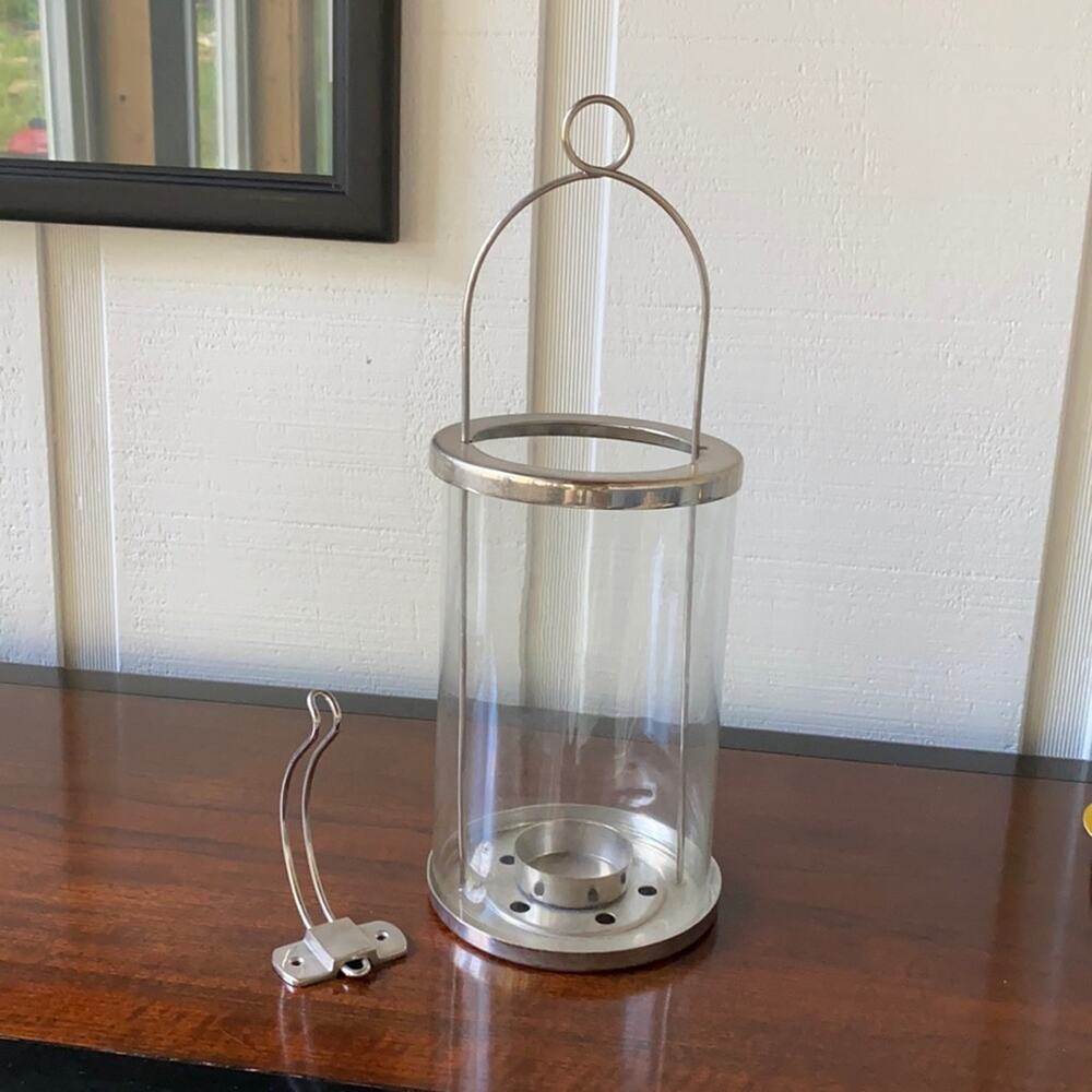 Restoration Hardware Nickel Hanging Votive Lantern UNUSED, VERY NICE‎